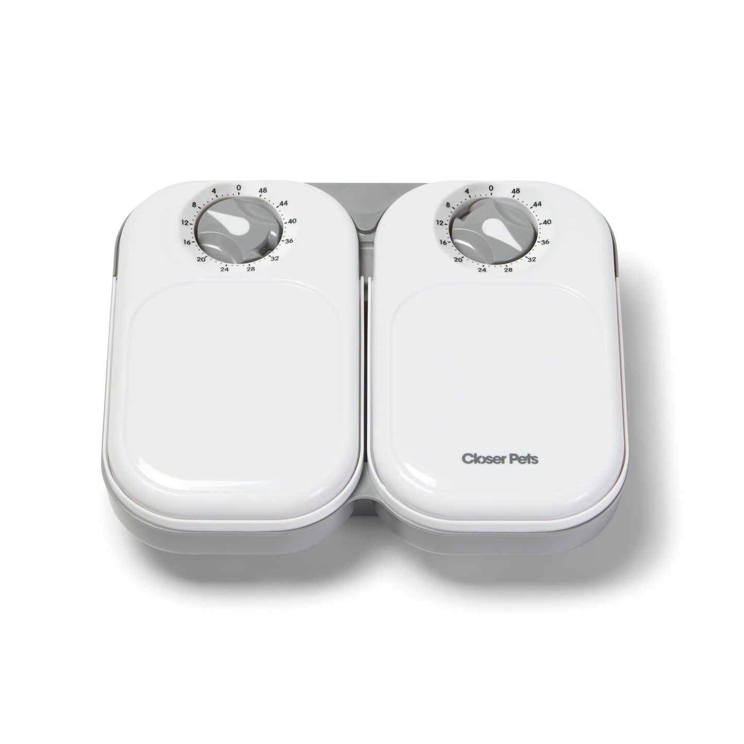 Closer Pets C200 2 Meal Timer-Controlled Automatic Pet Feeder - For Cats and Small Dogs, Wet or Dry Food, Stainless Steel Bowl Inserts and Ice Pack, up to 400 g Each, White