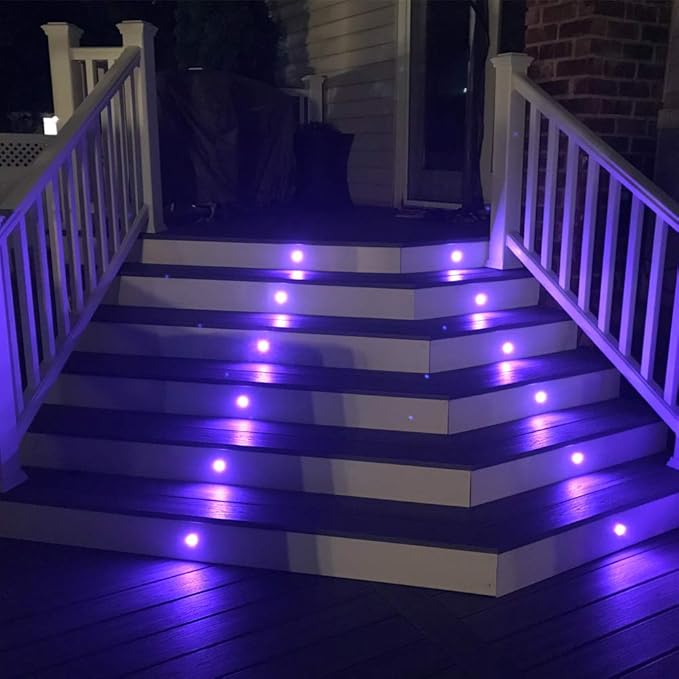 FVTLED Low Voltage Recessed RGBW Deck Light, Φ1.22 RGB & Warm White Stainless Steel Waterproof Outdoor Step Lighting In-ground Landscape Pathway Patio Stair Decor Lamp, Black