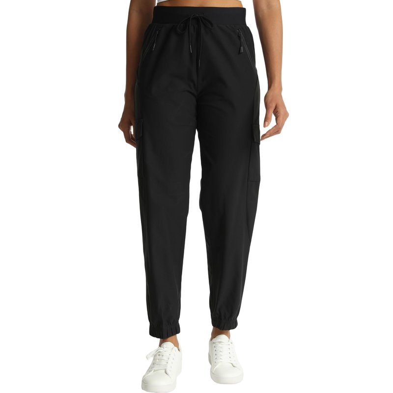Rrosseyz Women's Cargo Pants with Pockets-Lightweight Quick Dry Water Resistant Hiking Pants for Travel Casual Athletic and Outdoor(Dark Black,L)
