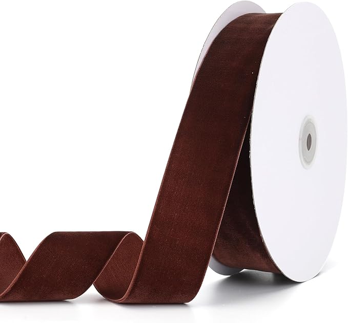 Coffee Velvet Ribbon 1-1/2" x 20Yd,Great for Gift Wrapping,Hair Bows Making, Wreaths,Wedding and Christmas Party Decoration(Coffee 1-1/2")