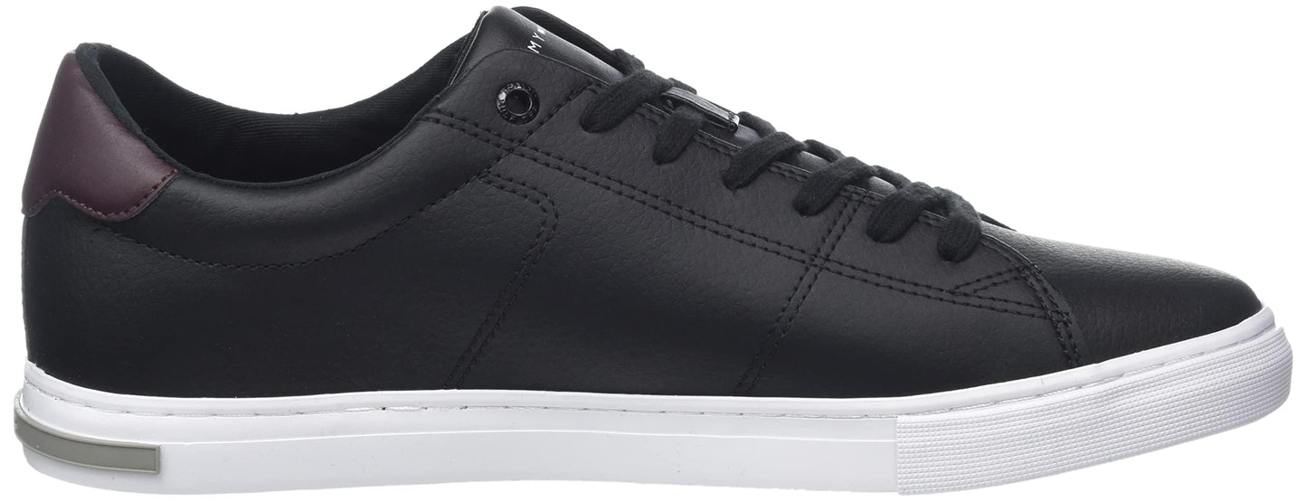 Tommy Hilfiger Men’s Essential Leather Detail Vulcanised Trainers, Black (Black), 9