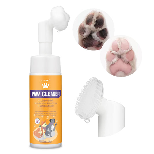 GJYC PET Paw Cleaner for Dogs and Cats,Magic Foam - Clean Paws Rinse Free Foaming Cleanser-Dry Shampoo, Foot Cleaner Brush - with Rose Extract, Odor Control Wash - Good for Puppy