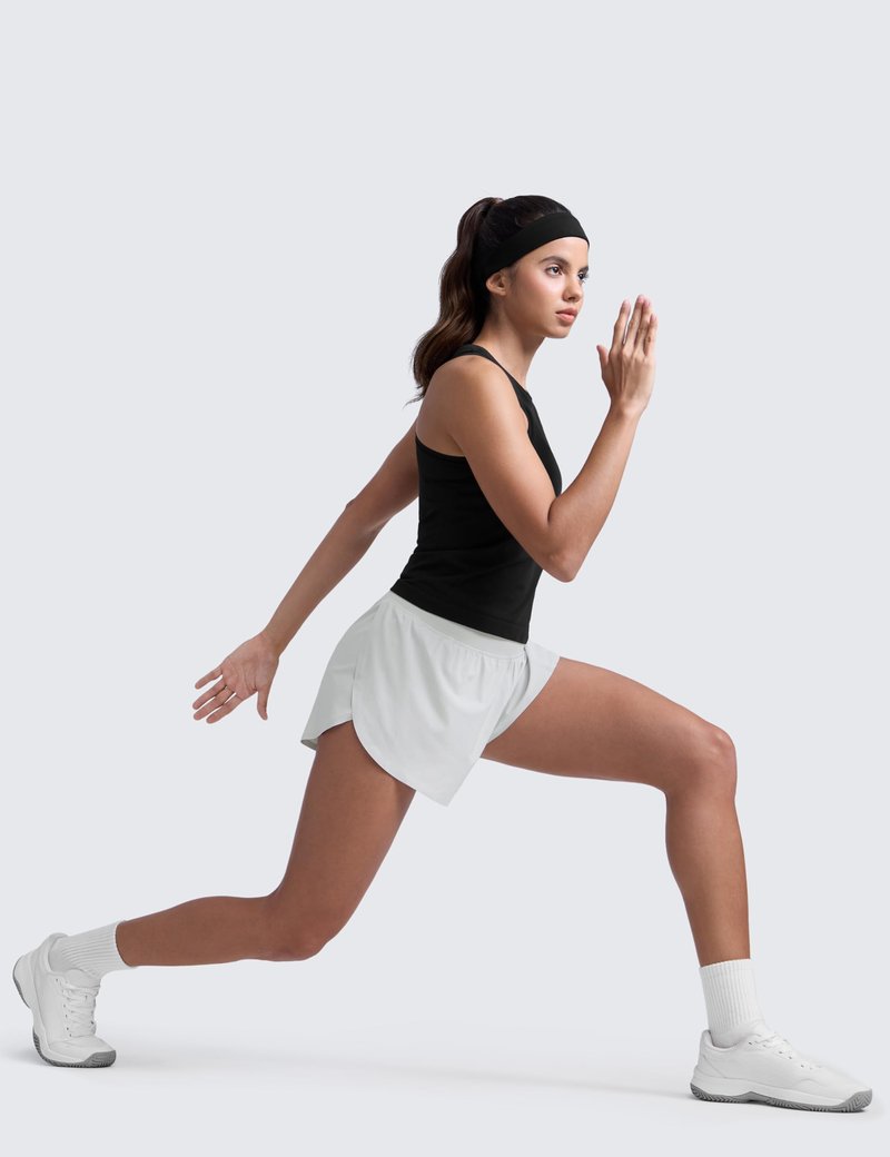 CRZ YOGA High Waisted Split Running Shorts for Women 3" - Comfy Mesh Liner for Workout Athletic GymTrack Quick Dry Platinum Grey Medium