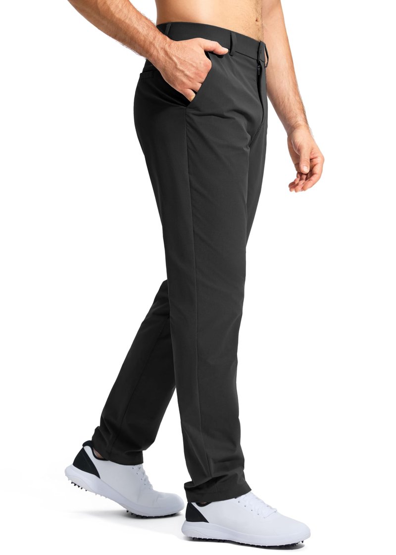 Pudolla Dress Pants for Men Golf Pants Stretch Work Dress Comfy Pants 30 Lightweight Quick Dry Casual Slacks Trousers(Black 33Wx30L)