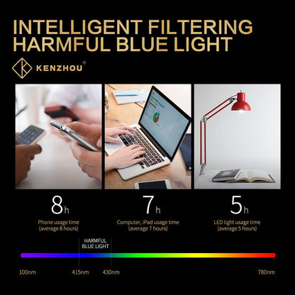 K KENZHOU Blue Light Blocking Glasses/Computer/Gaming/TV/Phones Glasses with Spring Hinges, Anti Eyestrain & UV Glare, Ease Dry Eye, Headache, Blurry Vision, for Men & Women (2 Pack)