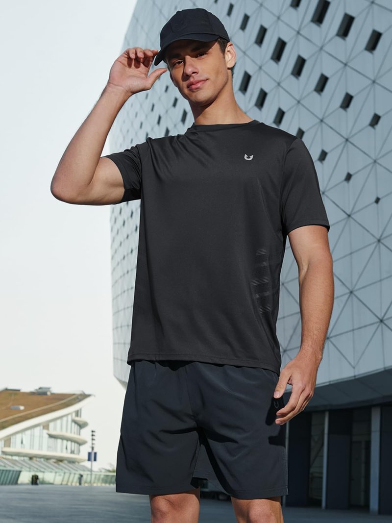 NORTHYARD Men's Workout Athletic Shirts Gym Running T-Shirts Tennis Quick Dry Short Sleeve Shirt Active Lightweight Sports Black-L