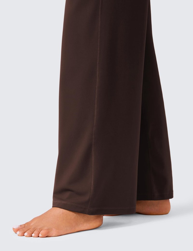 CRZ YOGA Butterlift Wide Leg Pants Pockets 29" - High Waisted Yoga Lounge Buttery Soft Comfy Casual Womens Hot Fudge Brown Small