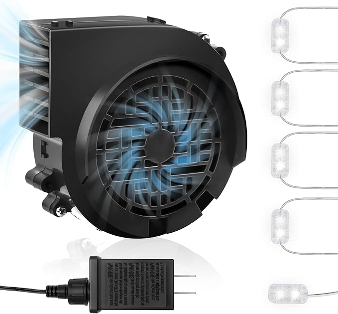 12V 1.2A Replacement Air Blower Fan for 5-12FT Halloween Christmas Inflatables with 1.5A Adapter 5 LED Light Fans Outdoor Blow Up Motor Replacement Fan Blower Parts for Inflatables Yard Decorations