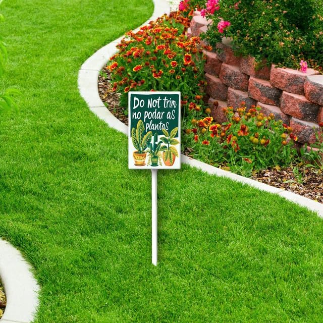 Uptell Do Not Trim No Podar As Plantas Yard Signs with Stakes Aluminum Sign for House/Front Door and Business Outdoor Decoration 8x12 Inch