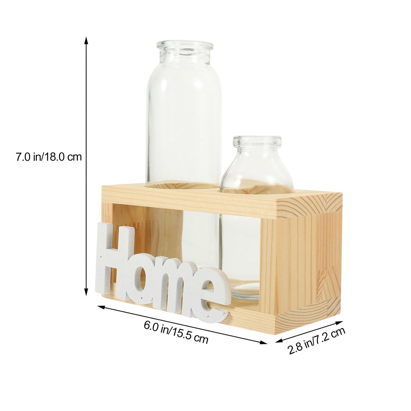 IMIKEYA Glass Hydroponic Plant Terrarium Vase with Wooden Stand, 2pcs Desktop Flower Planter for Home Décor and Indoor Plant Propagation