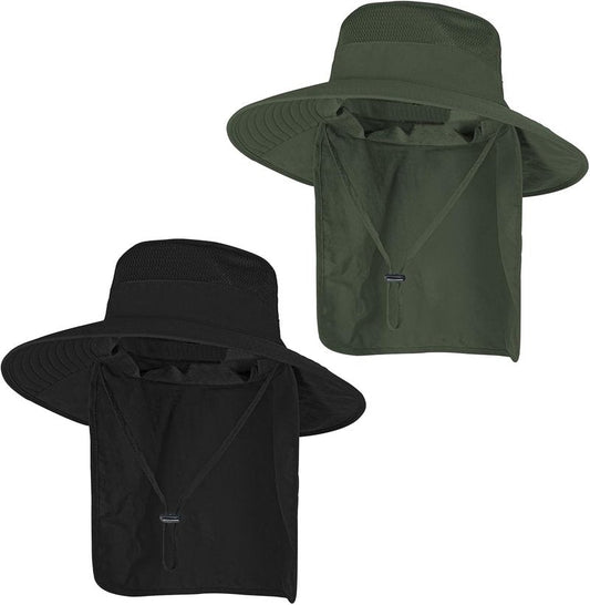 Sun Hats for Men & Women - UPF 50+ Breathable Wide Brim Fishing Bucket Hat | Summer UV Protection with Neck Flap