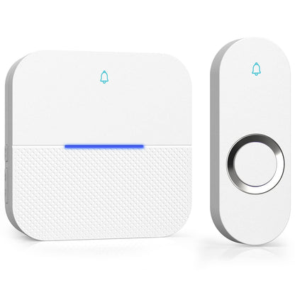 AIDA Lighted Wireless Doorbell for Home, Waterproof Battery Doorbell Wireless 1,000ft Range, 5 Volume Levels with 58 Doorbell Chimes & LED Flash (White, Doorbell with 2 Buttons & 1 Receiver)