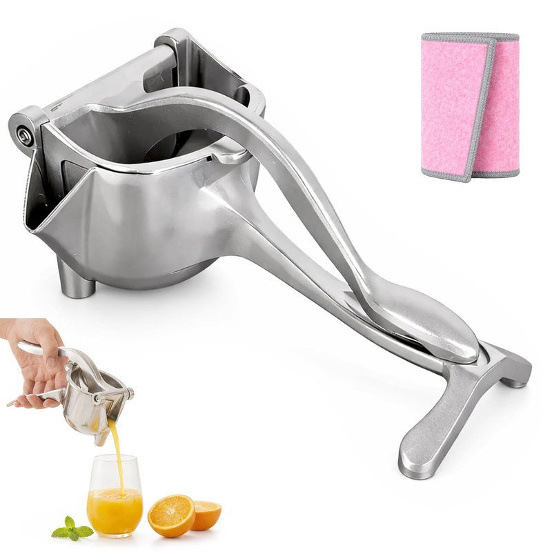 Heavy Duty Cast Iron Juicer Manual Hand Press, Stainless Steel Fruit Juice Squeezer for Lemon & Orange, Citrus Press Juicer (1PC)