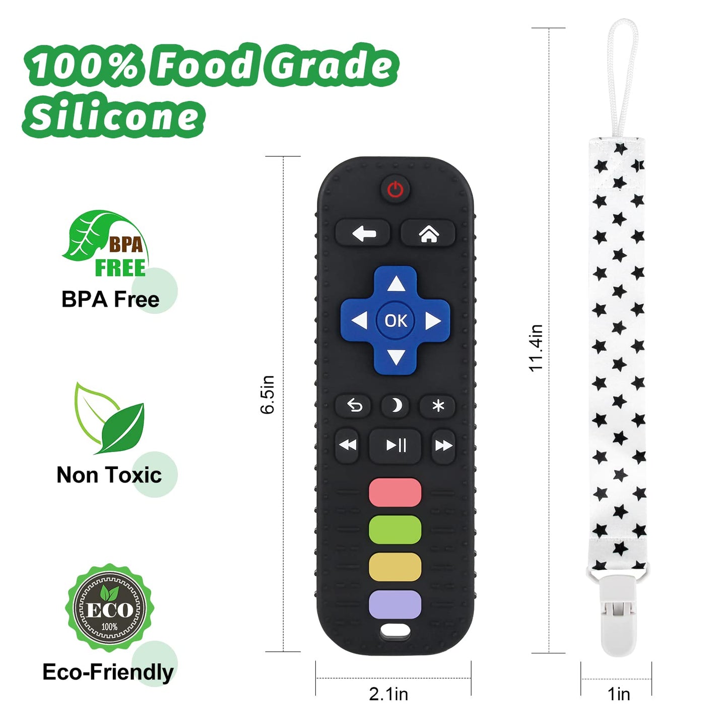 Fu Store 3 Pack Baby Teether Toy Chew Toy for Babies 0-12 Months 6-36 Months TV Remote Control Shape Teething Relief Baby Toys for Infants Learning Developmental Soothe Babies Gums Gifts Set