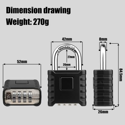 Diyife Heavy Duty Combination Padlocks Outdoor, [Weatherproof] 52mm Large 4 Digit Code Padlock with 8mm Thick 304 Stainless Steel Shackle for Garage, Home, School, Gate, Shed, Fence, Warehouse, Gym