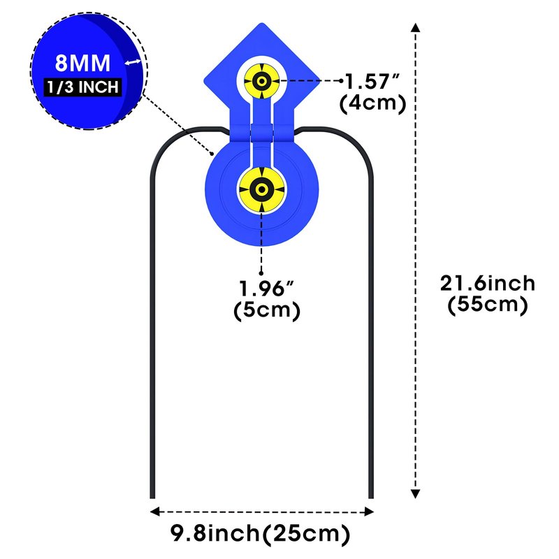Atflbox Double Reaction Self-Healing Resetting Target, Diamond and Circular Shapes High Caliber Spinner Target, Shooting Targets for Rimfire, Rifle, Pistol, Airgun, Handgun (Blue)