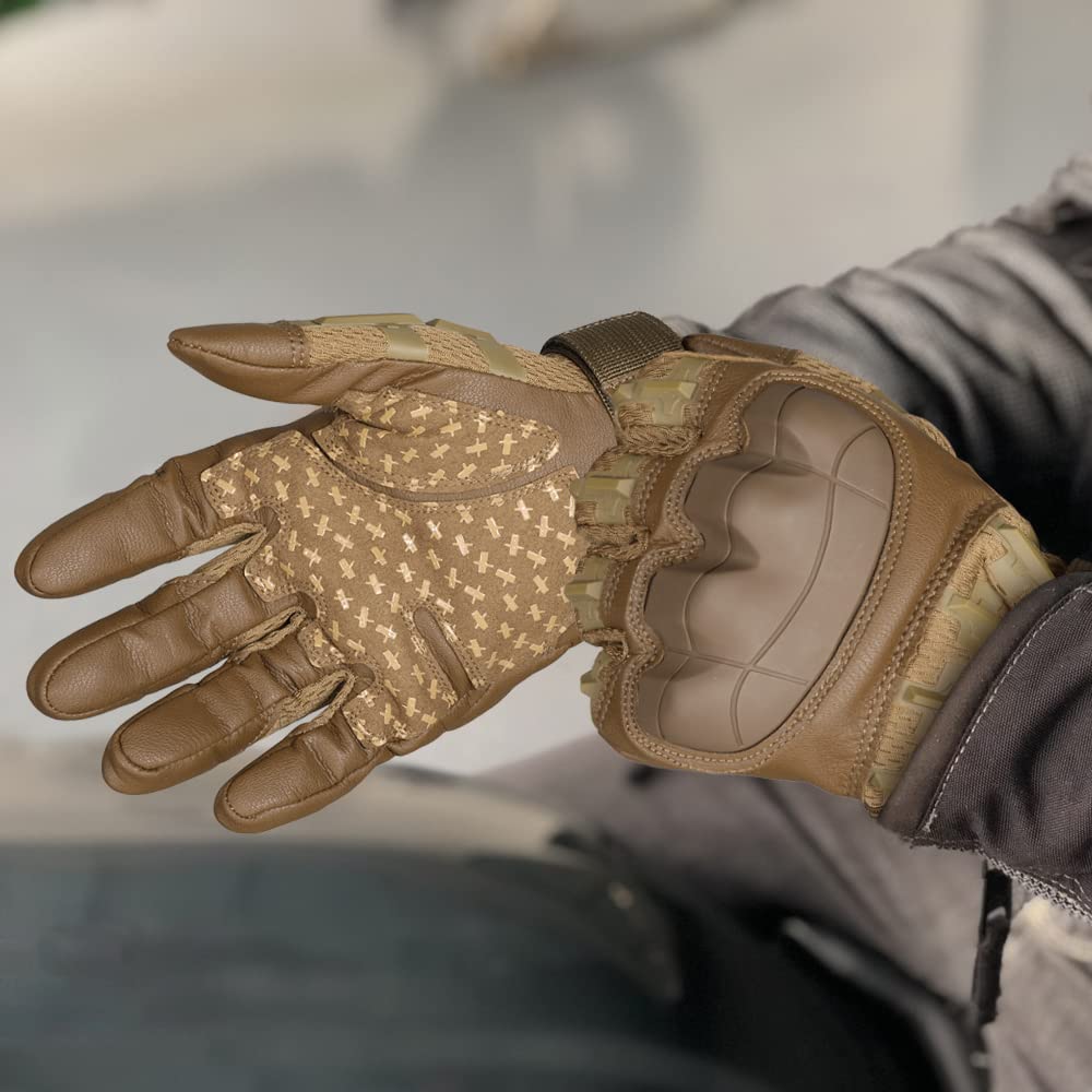 WTACTFUL Touch Screen Motorcycle Tactical Gloves for Men Airsoft Paintball Gear MTB Bike Cycling Cross-Country Motorbike ATV Hunting Hiking Riding Driving Work Outdoor Full Finger Gloves L Brown
