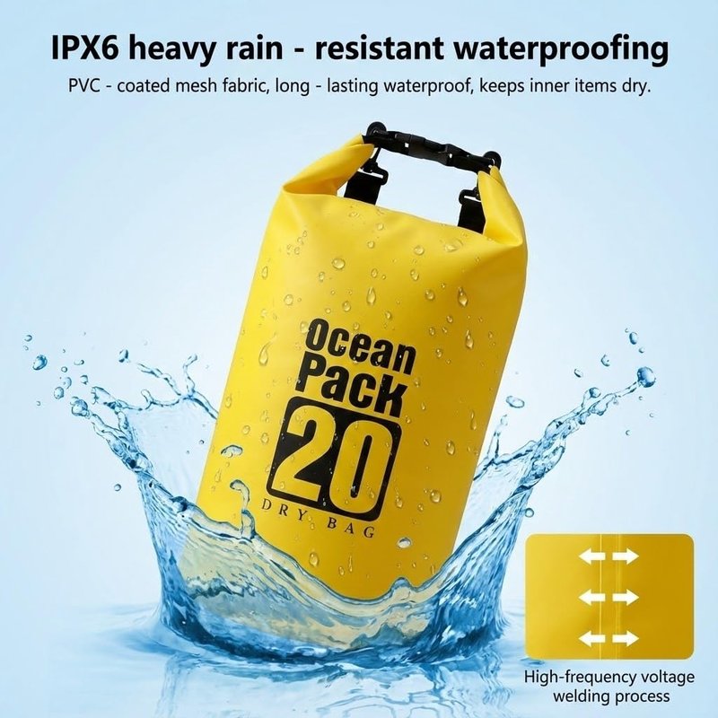 LTMGL Floating Waterproof Dry Bag 5L/10L/15L/20L, Roll Top Sack for Kayaking,Floating, Swimming, Camping, Hiking, Beach, Fishing, Diving Heavy Duty Straps (Multiple Colors Available) (YELLOW, 10L)