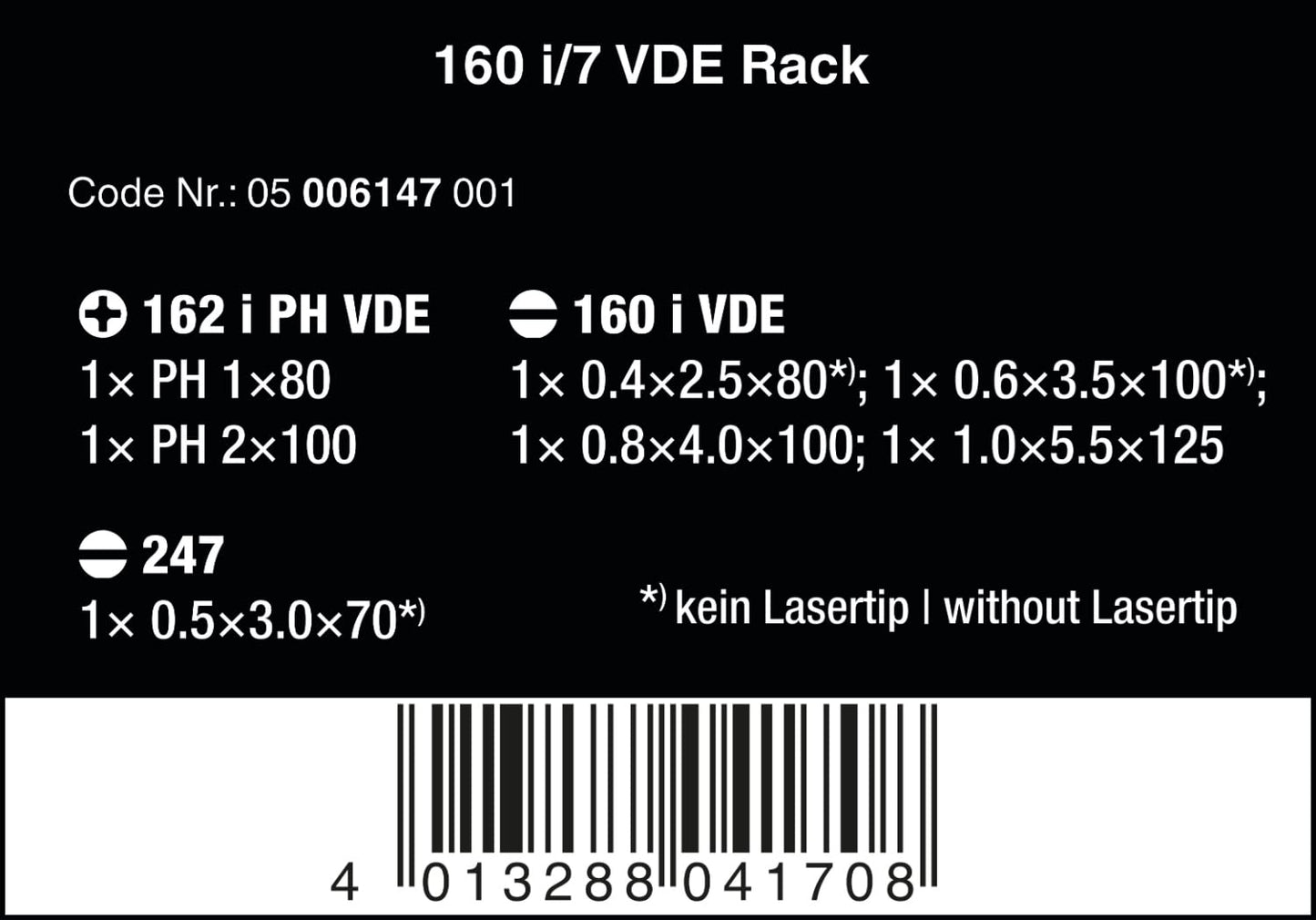 Wera 6147 Kraftform Insulated VDE Screwdriver Set, 7 Pieces