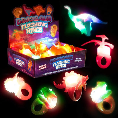 Kangaroo 12 Dinosaur Pack Glow Rings Bulk Party Pack For Kids & Adults - Glow in the Dark Party Supplies Toys - LED Ring Light Up Neon Disco Party Favors & Festival Accessories Halloween Party Decorations