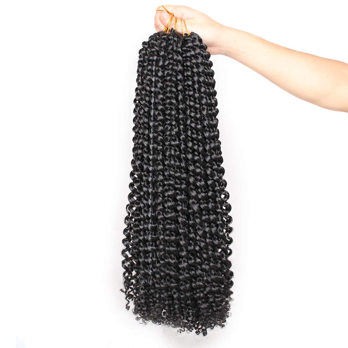 Leeven 7 Packs Water Wave Braiding Hair for Butterfly Faux Locs 24 Inch Long Water Wave Crochet Hair Hot Water Setting Passion Twists Braiding Hair Bohemian Braids Hair 1B#