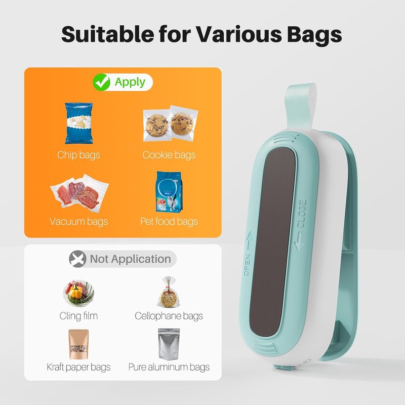 Mini Bag Sealer - 2 in 1 Heat Seal and Cutter for Snacks & Food Storage | Portable Handheld Design