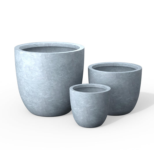 Kante Round Concrete Planter Set of 3, Large Outdoor Indoor Plant Pots with Drainage Hole, 10/14/18-Inch Diameter Flower Pots for Patio, Garden and Home, Slate Gray