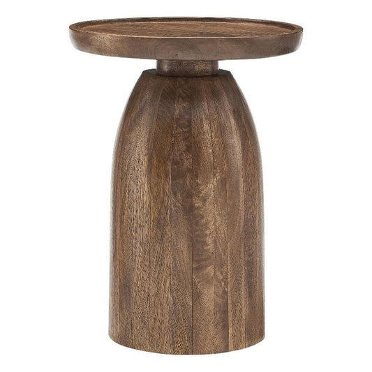 Modway Holloway Solid Mango Wood Side End Table in Walnut – Contemporary Wooden Accent Table for Living Room – Small Round Plant Stand or Pedestal Drink Table