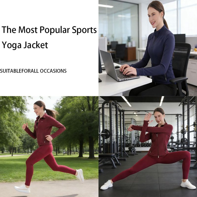 Pobodo, Women's, Thermal, Fleece Lined, Slim Fit, Winter Running, Warm Stand Collar, Yoga Track Top, 2-Way Zip, 4 Pockets