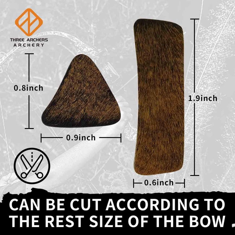 THREE ARCHERS Fur Arrow Rest Stick on Recurve Bow Riser Adhesive Backed Sticker on Longbow for Recurve Bow Hunting Shooting（4 Pairs）