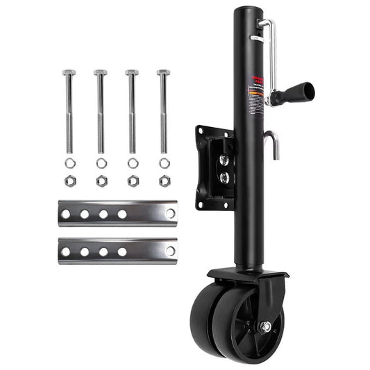2000 lbs Trailer Jack with Wheel, with Bolt-on Mounting Hardware, 12 Inch Lift, Capacity Swivel Boat Trailer Jack with Dual Wheel 6 Inch Swing Back RV Camper