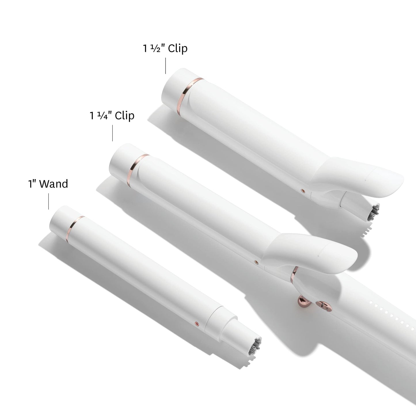 T3 Switch Kit Professional Ionic Interchangeable Curling Iron with 3 Ceramic Clip & Wand Long Barrels for Curling and Waving, 9 Adjustable Heat Settings & Ion Generator, White/Rose Gold