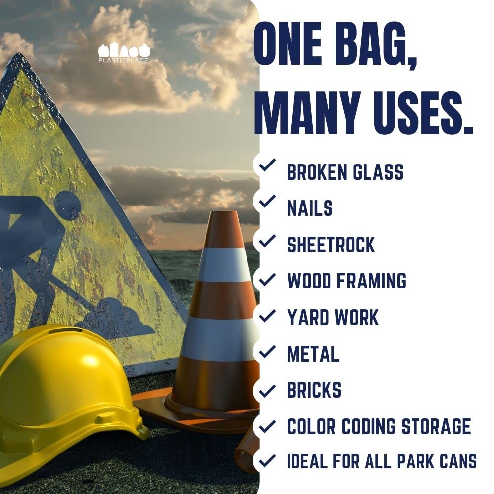 Plasticplace 55-60 gallon Trash Bags │ 1.2 Mil │ Orange Heavy Duty Garbage Can Liners │ 38” x 58” (50 Count)