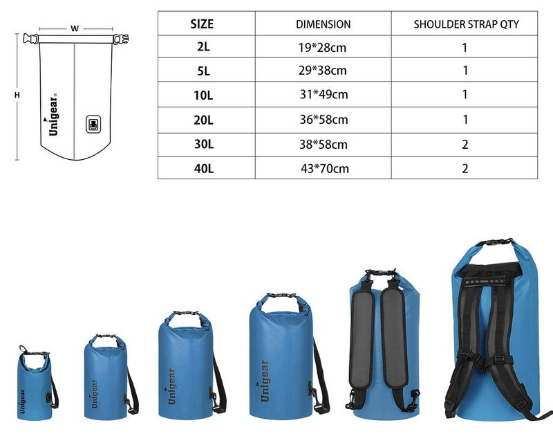 Unigear Dry Bag Waterproof, Floating and Lightweight Bags for Kayaking, Boating, Fishing, Swimming and Camping with Waterproof Phone Case (Sky Blue, 30L)