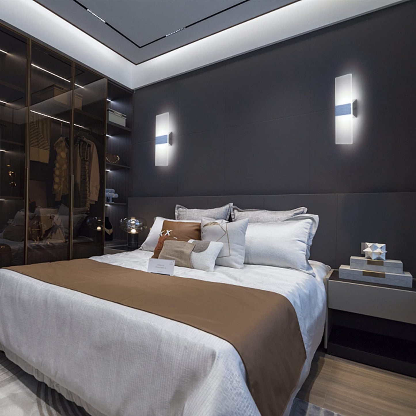 ChangM Modern Wall Sconce 12W, Set of 4 LED Wall Lamp Cool White Acrylic Material Hardwired Wall Mounted Wall Lights