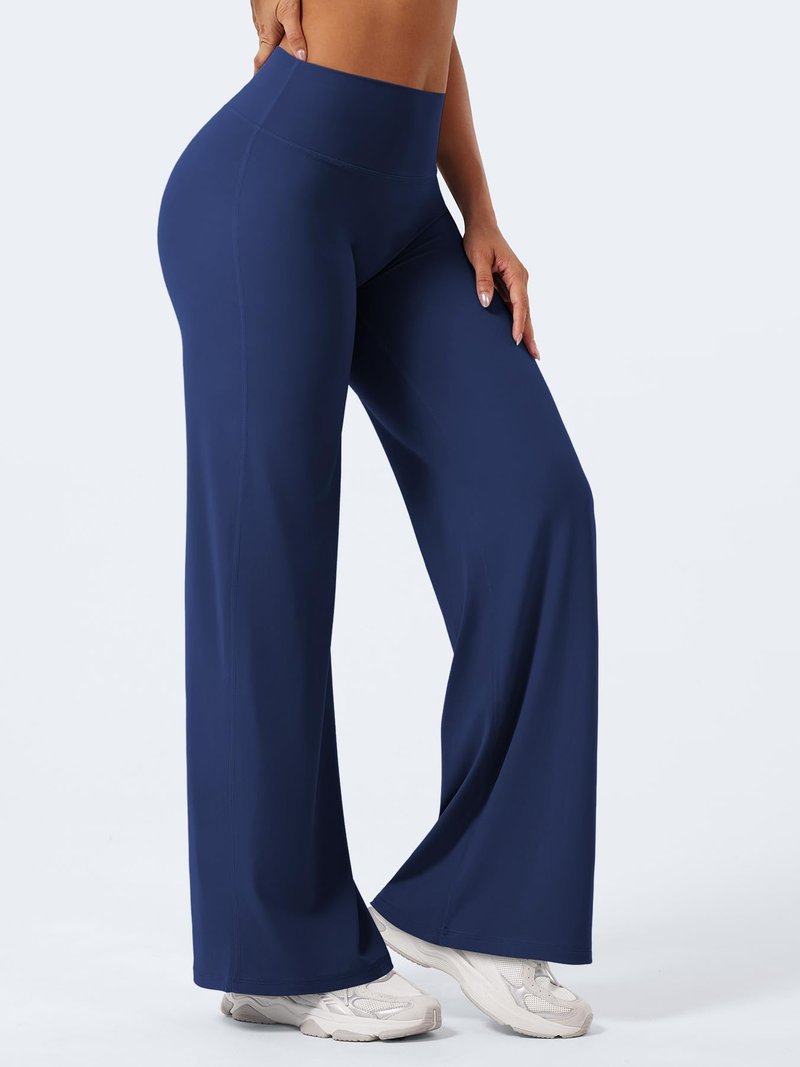 YEOREO Workout Leggings Womens No Front Seam Straight Leggings 31.5" Thin Fleece High Waist Buttery Eddiy Gym Yoga Pants Navy Blue S