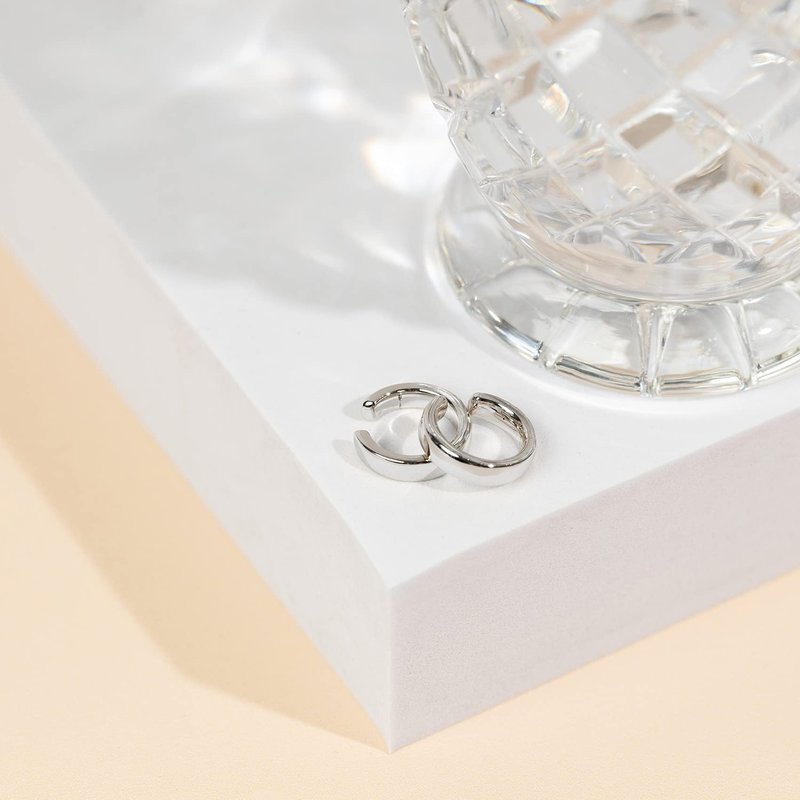 PAVOI 14K White Gold Plated Modern Ear Cuff | Womens Ear Lobe Cuff | Piercing Free Earring