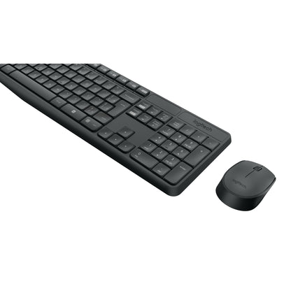 Logitech MK235 Wireless Keyboard and Mouse Combo for Windows, QWERTZ German Layout - Grey