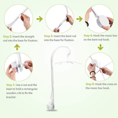 AGPTEK Baby Crib Mobile Bed Bell Holder Arm Bracket Wind-Up Music Box Holder Baby Bed Stent Set Nut Screw 28 Inch