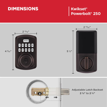 Kwikset Powerbolt 250 10-Button Keypad Satin Nickel Transitional Electronic Deadbolt Door Lock, Featuring Convenient Keyless Entry, Customizable User Codes, Auto Locking