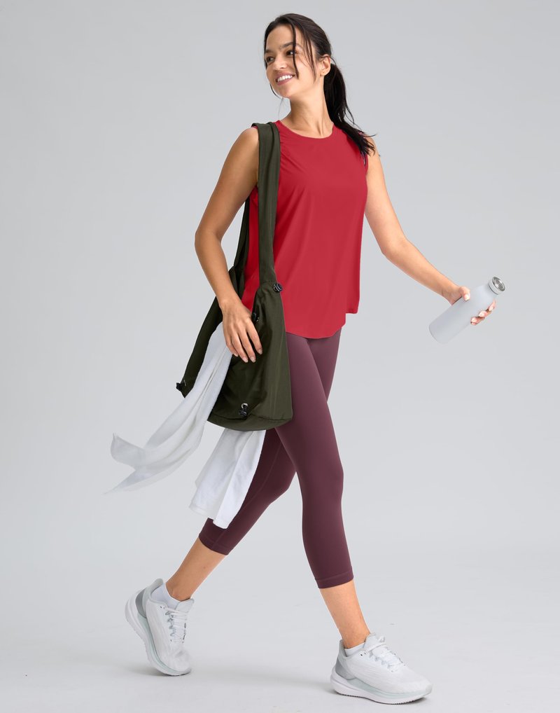 SANTINY Women's Sleeveless Workout Tops Breathable Lightweight Active Tennis Yoga Shirts Athletic Running Tank Tops for Women (Chilli Red_S)