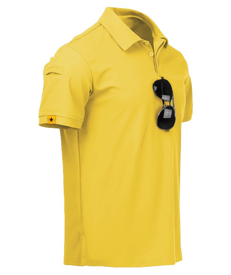 ZITY Mens Polo Shirt Short Sleeve Sports Tactical T-Shirt Athletic Golf Polos Daily Casual Stylish Collared Shirts for Men Pale Yellow 3X-Large