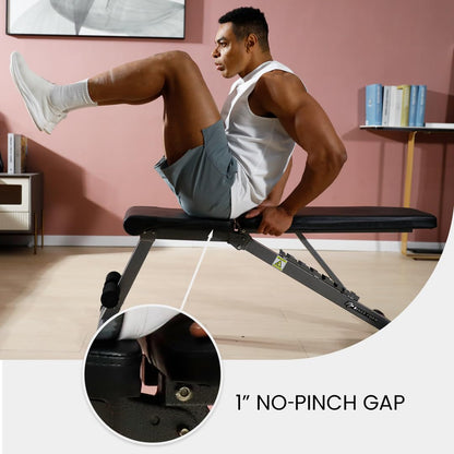 Finer Form 5-in-1 Weight Bench, Adjustable & Foldable for Bench Press, Strength Training and Full Body Workout. Perfect for Dumbbell Sets or an Adjustable Dumbbell Set in Your Home Gym.