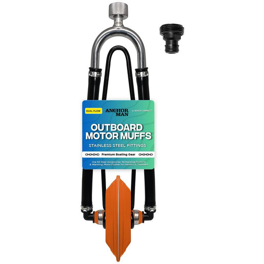 Anchor Man Outboard Motor Muffs Dual Feed Boat Motor Flusher, Water Muffs for Outboard Motor Flushing & Winterizing