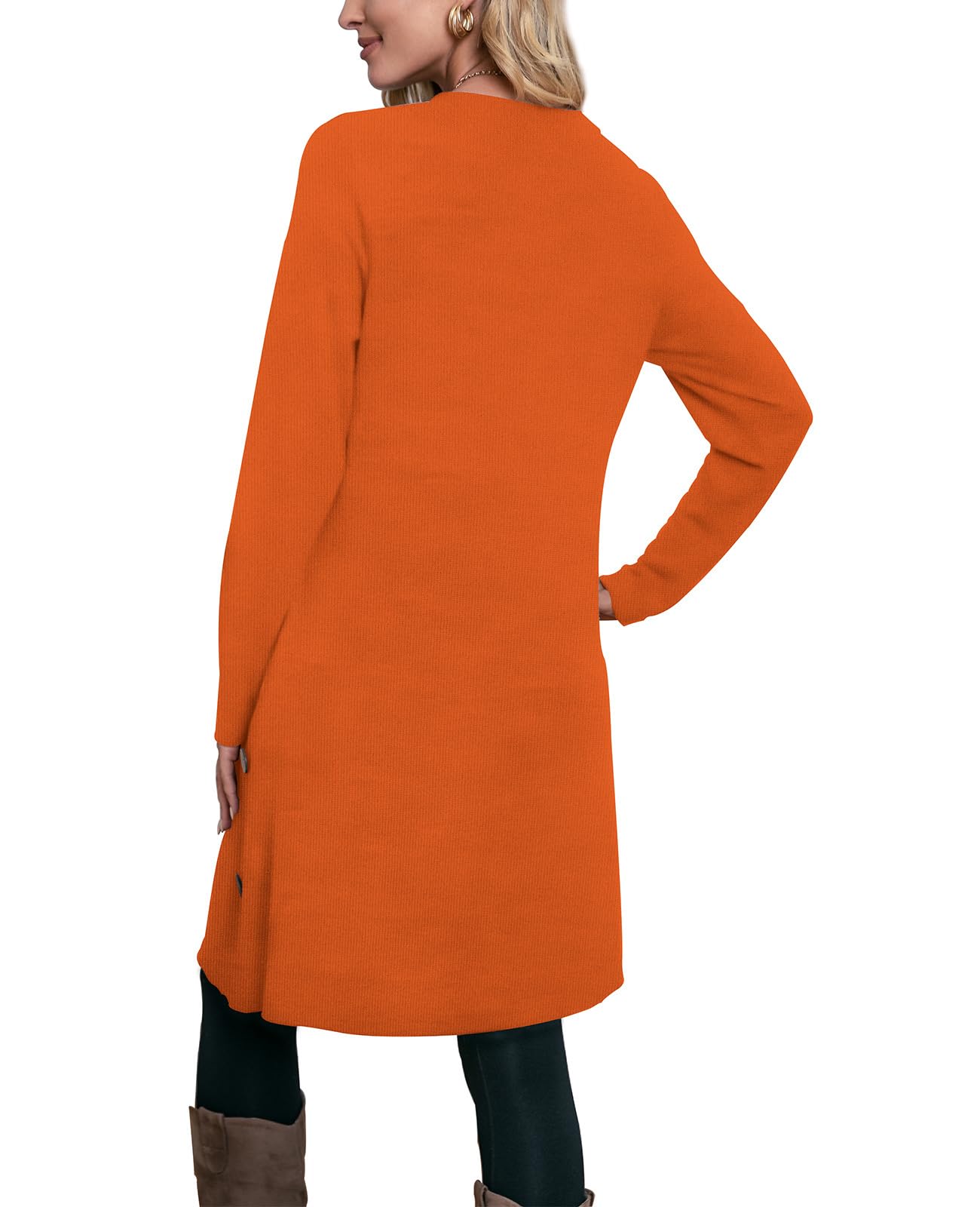 OFEEFAN Fall Dresses for Women 2024 Long Sleeve Dress Halloween Dresses Orange Sweater Dress L