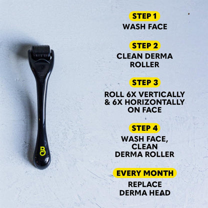 Beard Club Premium Derma Roller & Beard Growth Oil - Microneedling Roller with 540 Titanium Microneedles for Face, Body and Scalp - Beard Roller with Sandalwood & Cedar Beard Oil