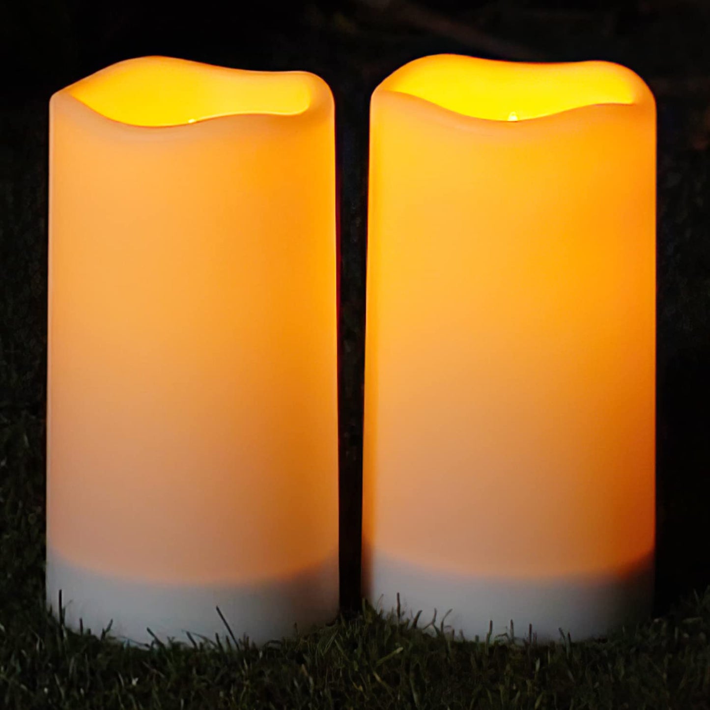 Homemory Solar Candles Outdoor Waterproof, 3"x6" Rechargeable Solar Powered Lights, Solar Powered Flameless Candles for Outdoor, Lanterns, Sensor Only, Dusk to Dawn, Set of 2