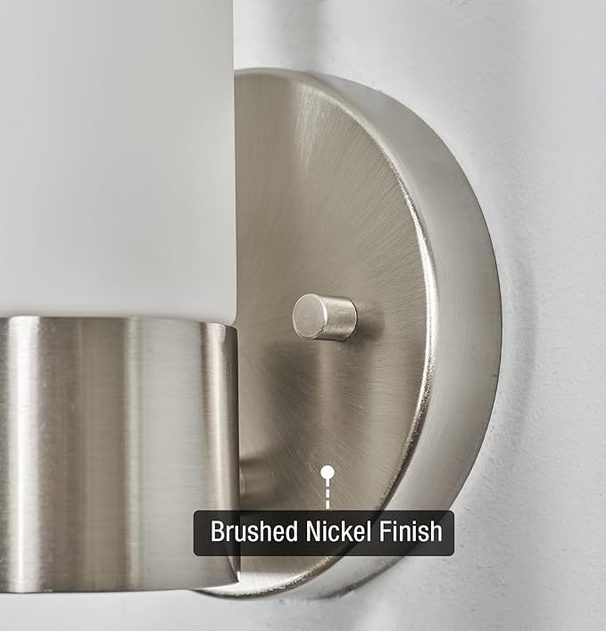 Kira Home Sol 10" Modern Wall Sconce with Frosted Glass Shade, for Bathroom/Vanity, Brushed Nickel Finish, 2-Pack