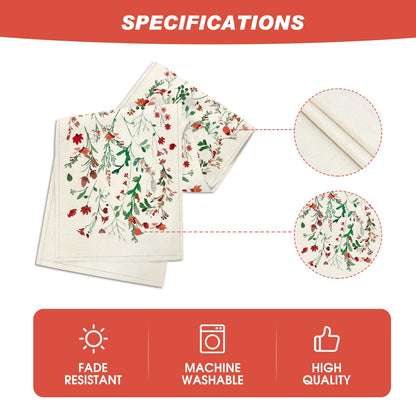 Artoid Mode Floral Leaves Christmas Table Runner, Wild Flowers and Grasses Winter Kitchen Dining Table Decoration for Home Party Decor 13x72 Inch