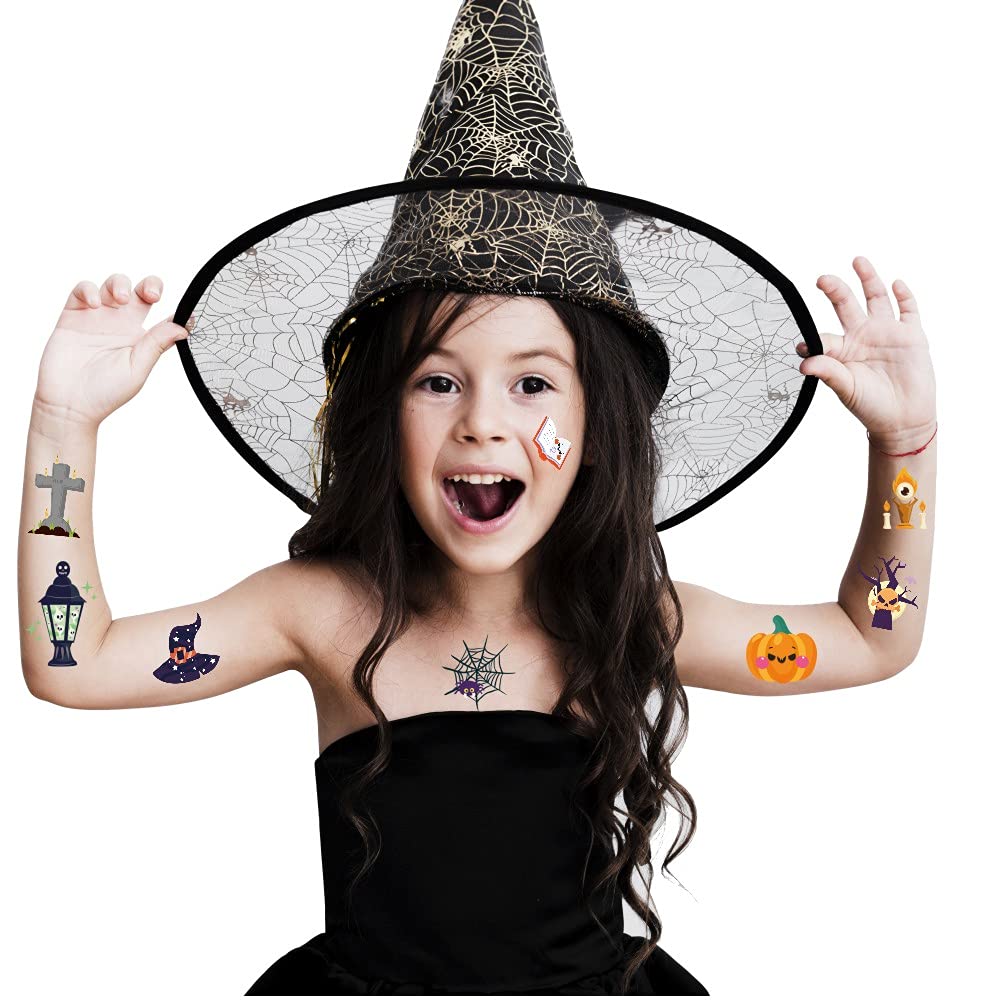 Temporary Tattoos for Kids - 360 Piece Bulk Halloween Trick or Treat Fake Tattoos for Boys & Girls Assorted Prizes Party Favor Goody Bag Stuffers - 20 Sheets